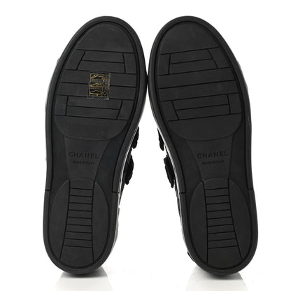 Chanel Suede Embroidered Flower Sneakers 36 Black 5 of 7