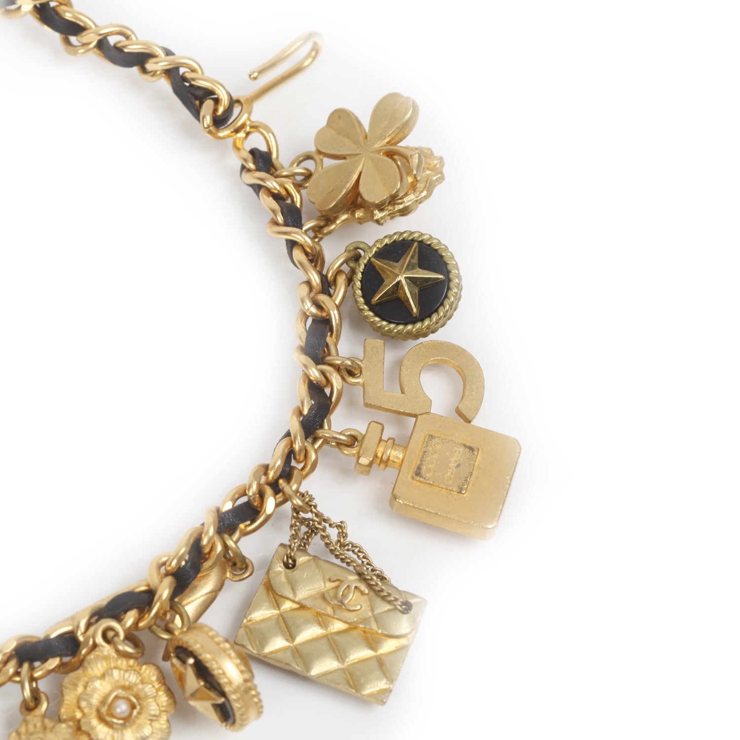 Chanel Leather Gold Chain Iconic Charm Belt 2 of 4