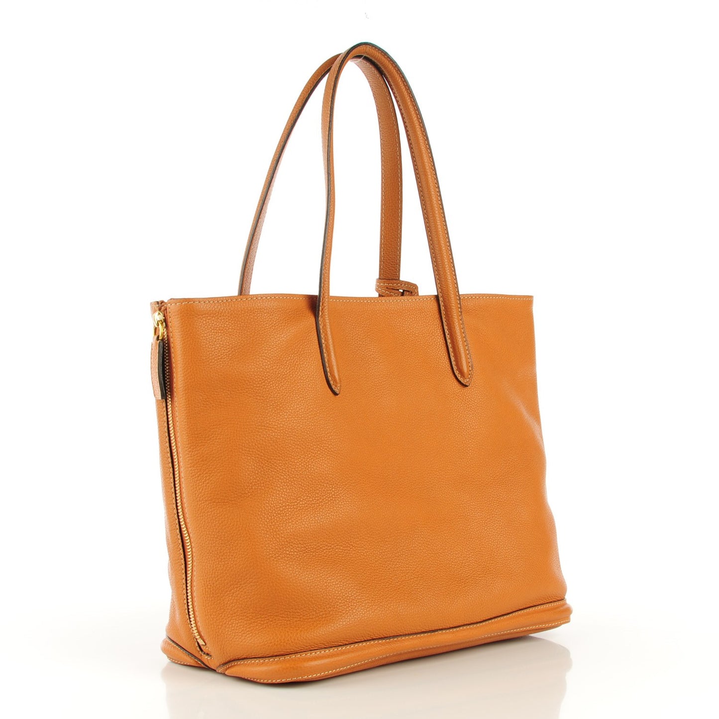 Pebbled Calfskin Skull Padlock Tote Tan