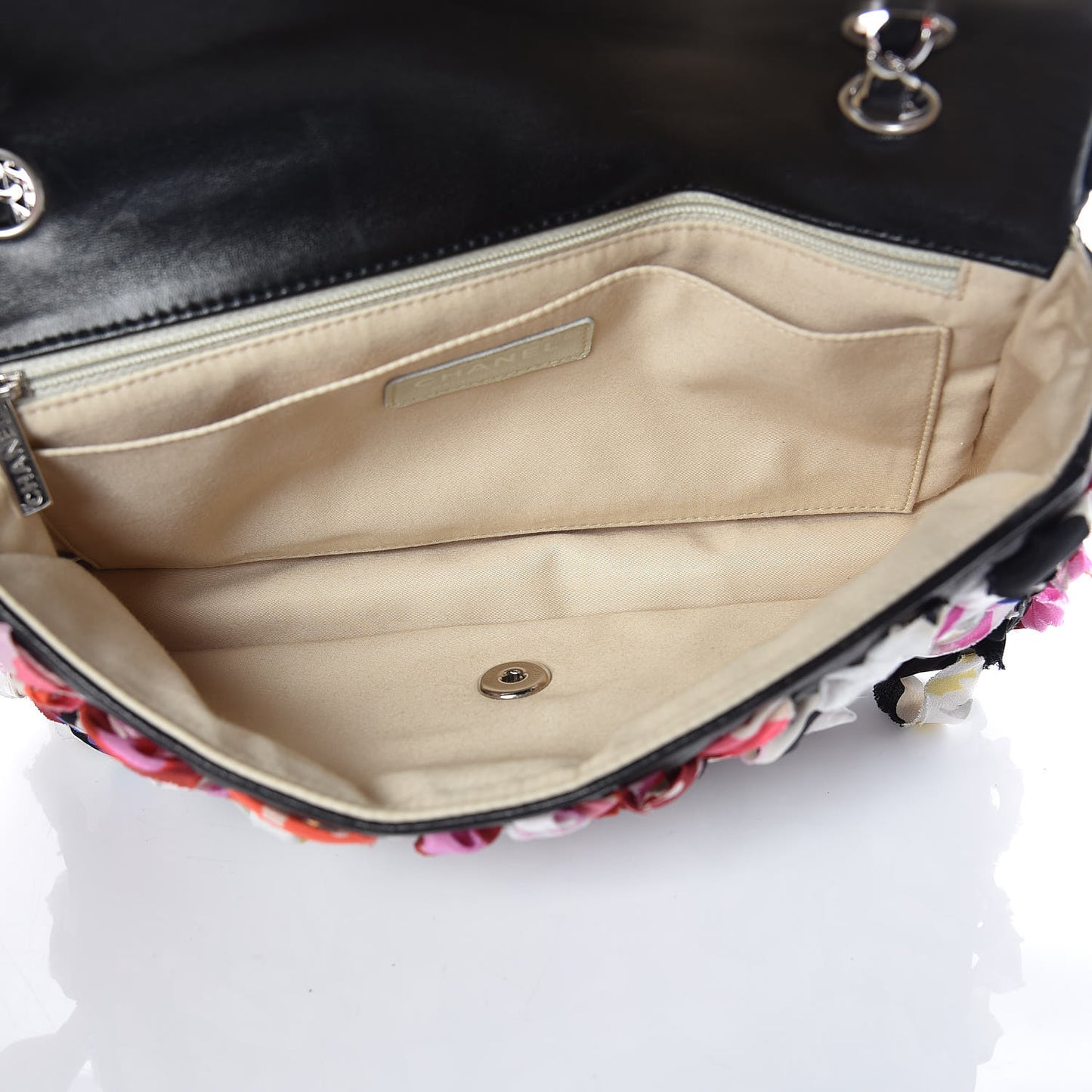 Silk Lambskin Ribbon Classic Flap Bag Black Multicolor