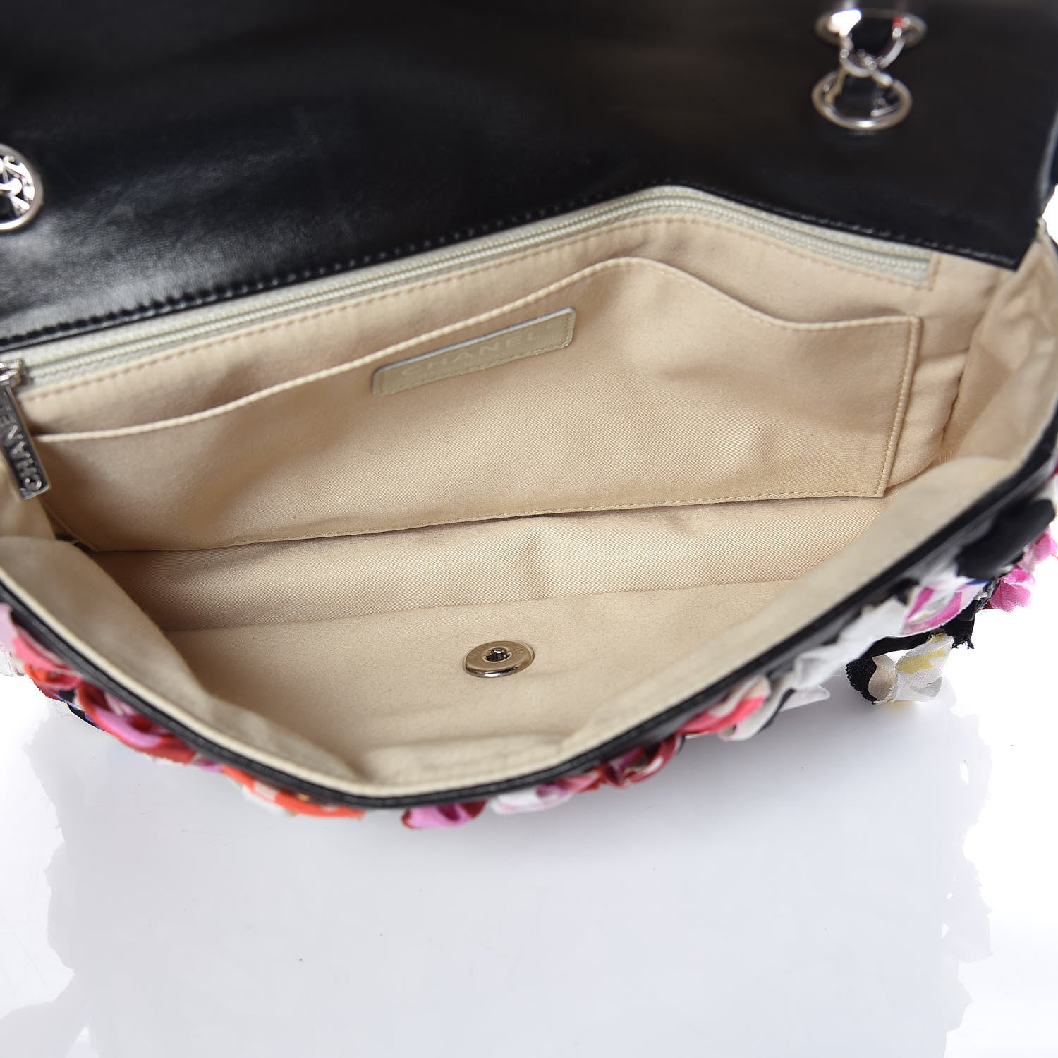 Chanel Silk Lambskin Ribbon Classic Flap Bag Black Multicolor 5 of 9