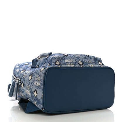 MCM Jacquard Monogram Small Backpack Blue 4 of 9