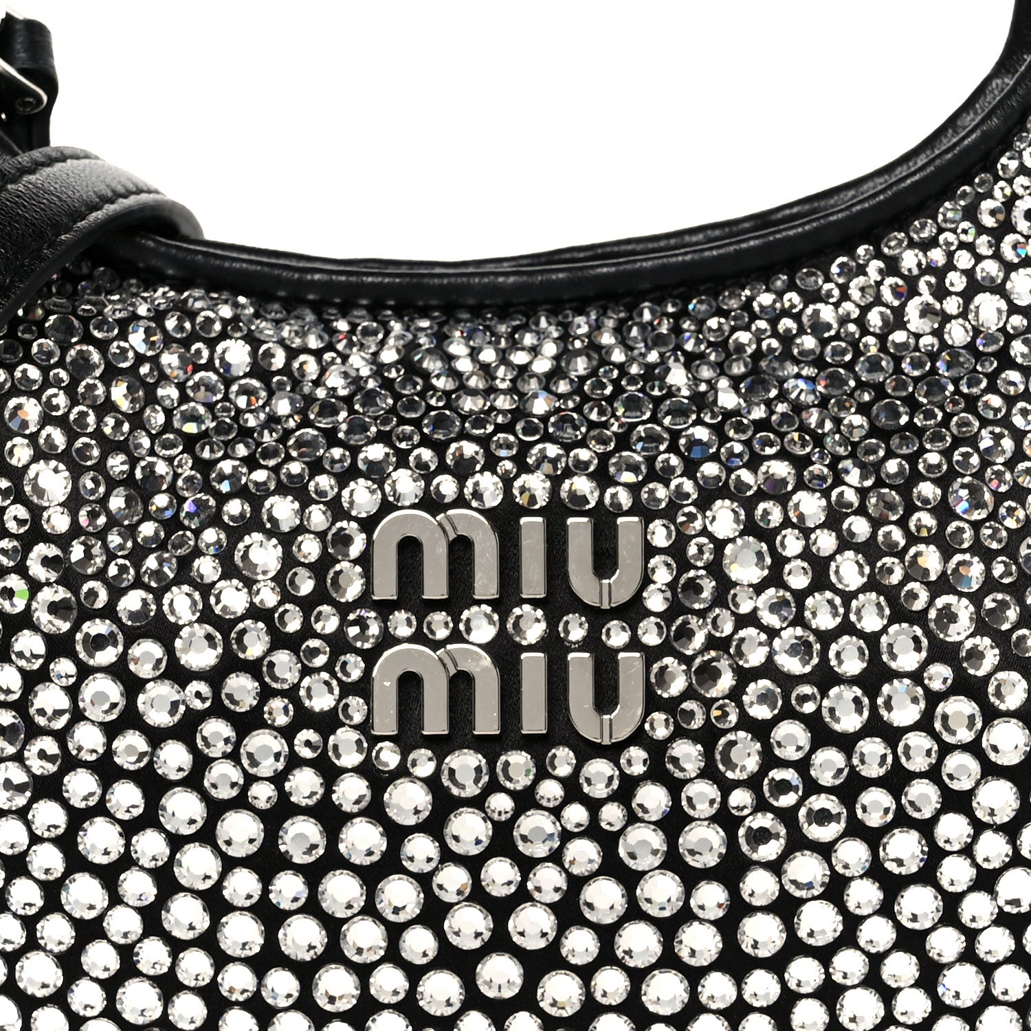 Miu Miu Crystal Silk Starlight Mini Wander Hobo Black 8 of 10