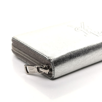Saint Laurent Metallic Calfskin Belle De Jour Zip Around Wallet Moon 7 of 8