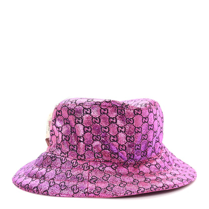 Gucci Canvas Lame GG Monogram Reversible Bucket Hat M Fuxia Pink 14 of 16