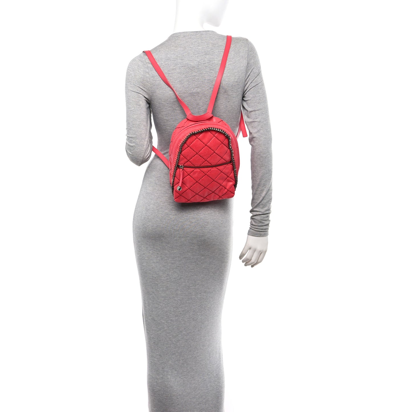 Shaggy Deer Quilted Mini Falabella Backpack Pink Fluo