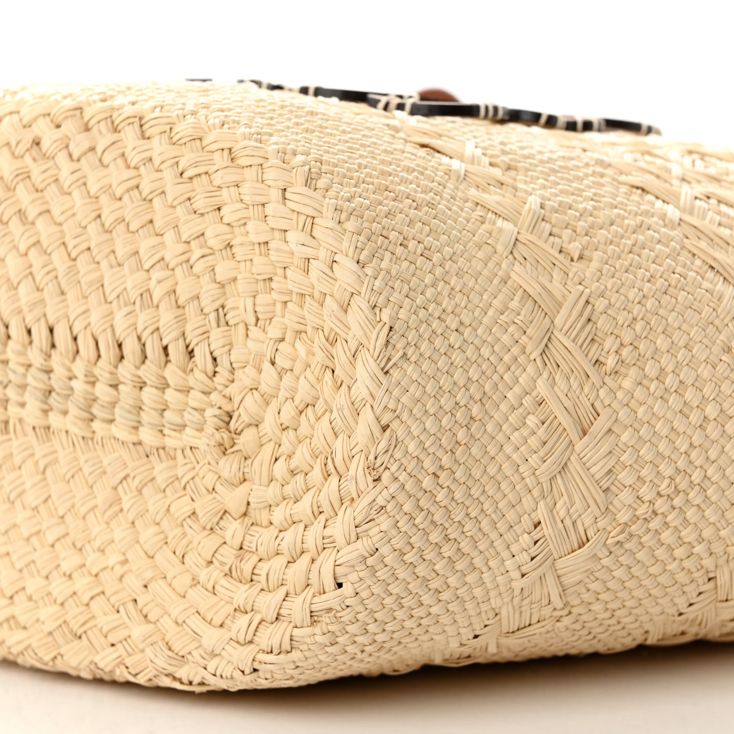 Iraca Palm Calfskin Medium Anagram Basket Bag Natural Tan