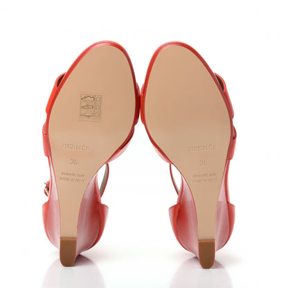 Hermes Calfskin Legend Wedge Sandals 36 Pavot 6 of 11