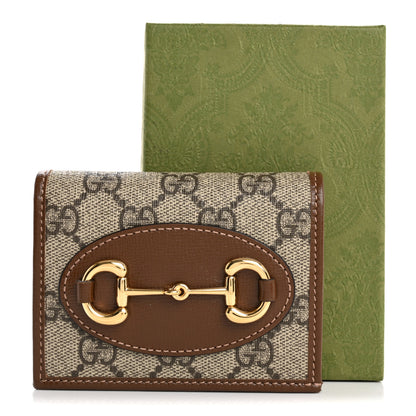 Gucci GG Supreme Monogram Horsebit 1955 Card Case Wallet Beige Ebony Brown Sugar 11 of 11