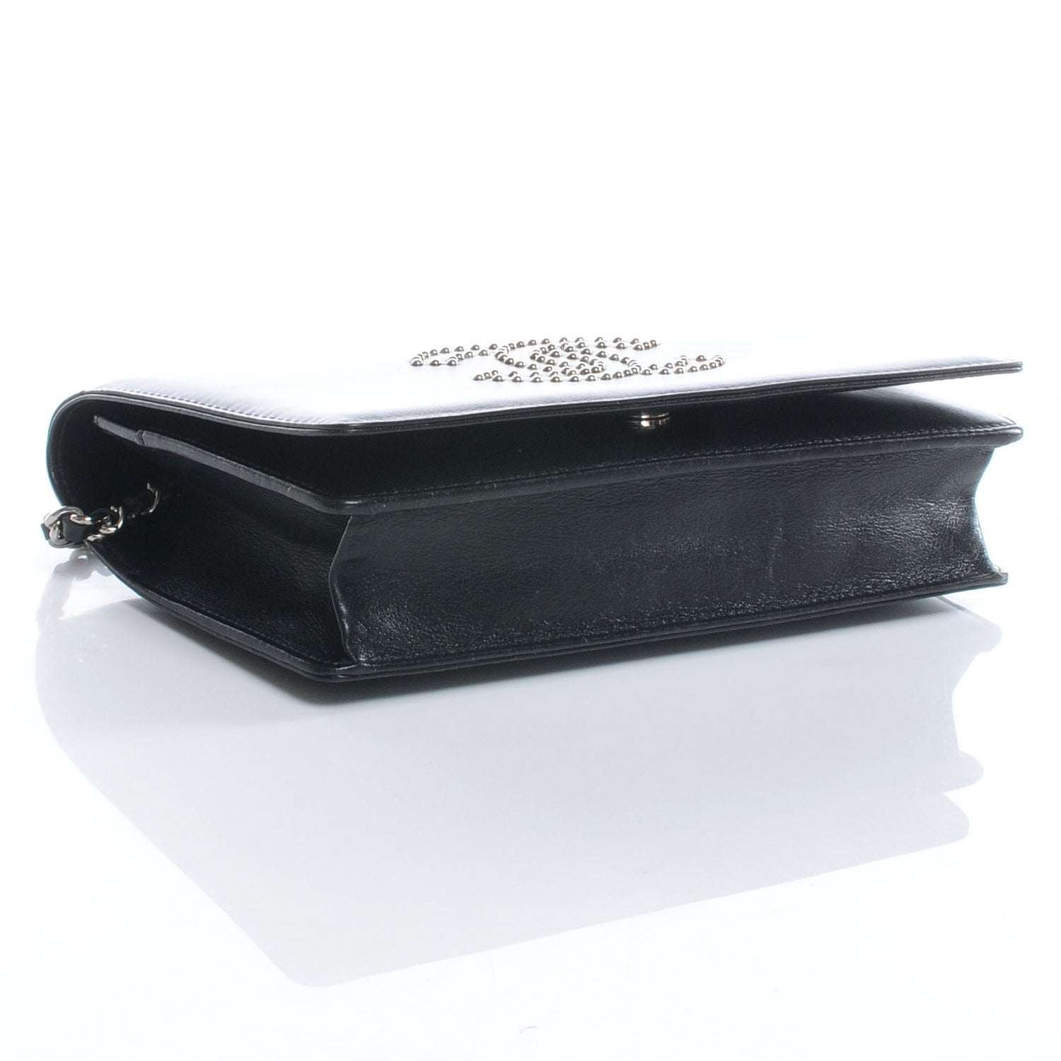 Chanel Lambskin Studded CC Wallet On Chain WOC Black 4 of 10