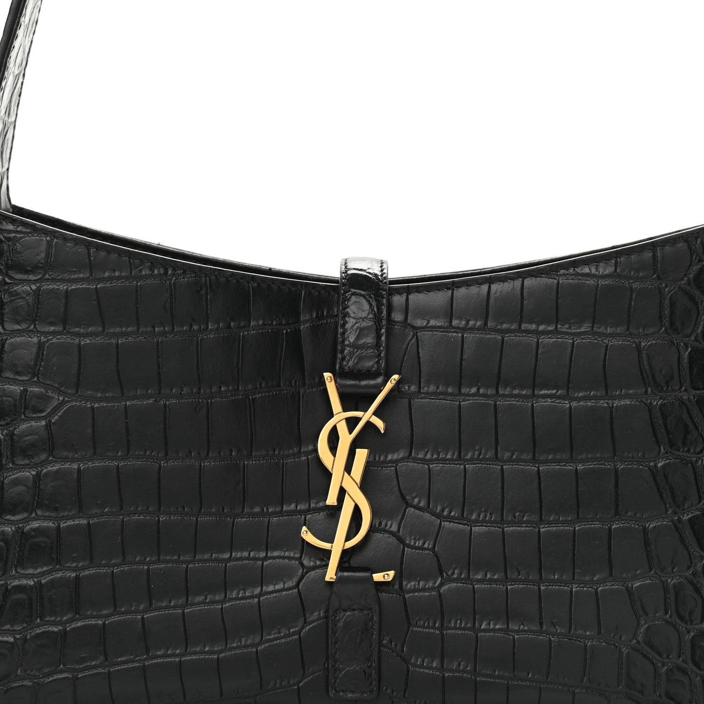 Calfskin Crocodile Embossed Le 5 A 7 Hobo Black