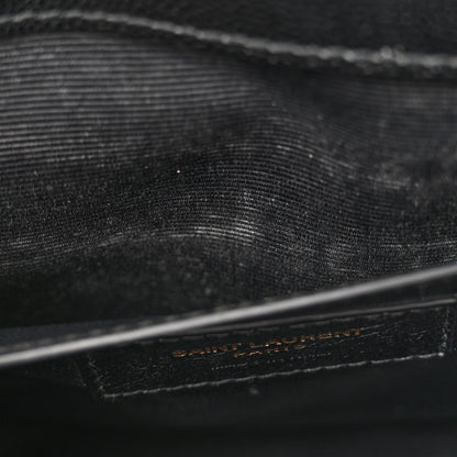 Saint Laurent Grain De Poudre Textured Mixed Matelasse Triquilt Medium Monogram Satchel Black 12 of 14