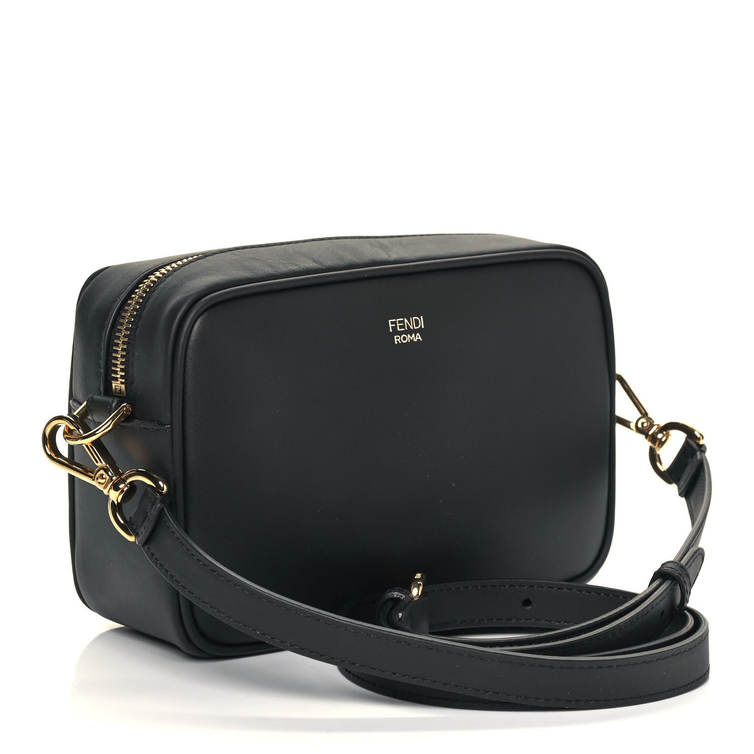 Fendi Vitello Century Bi-Color FF 1974 Embossed Mini Camera Case Maya Black 2 of 8