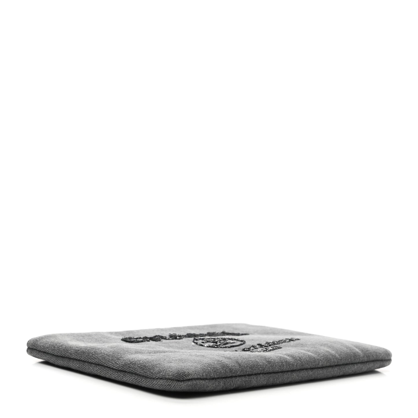 Canvas Sequins Medium Deauville Cosmetic Pouch Grey