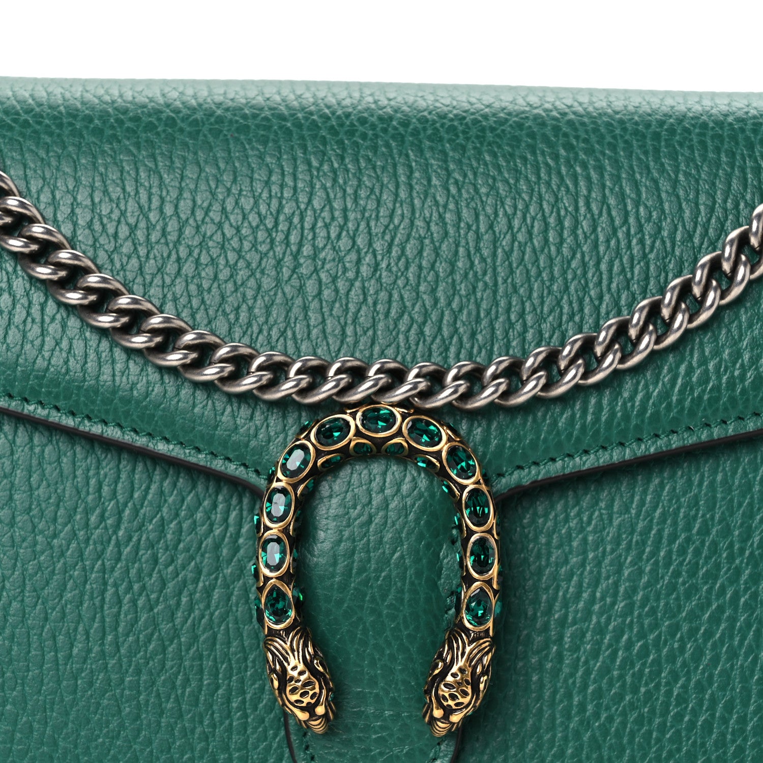 Gucci Calfskin Mini Dionysus Chain Wallet Emerald 9 of 11
