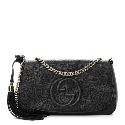 Gucci Pebbled Calfskin Medium Soho Flap Crossbody Black 1 of 12