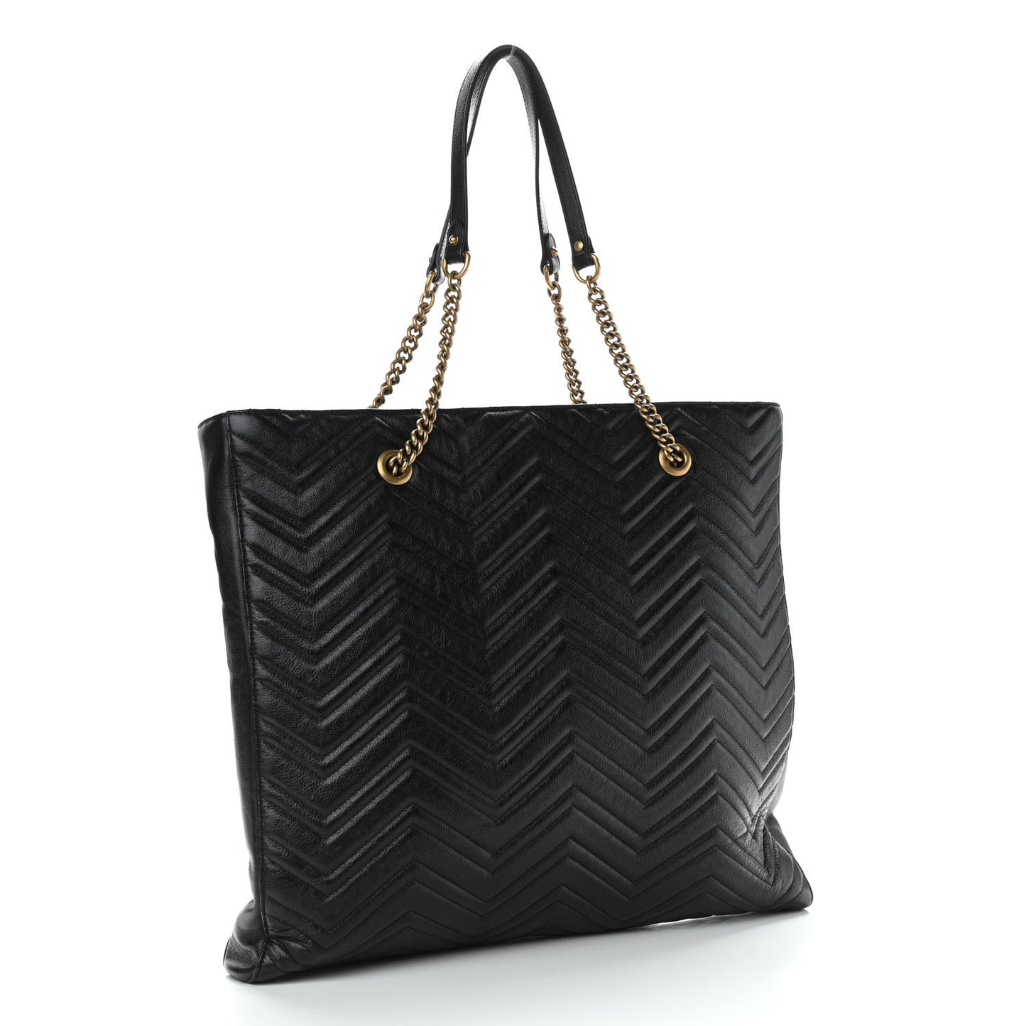Azalea Calfskin Matelasse Large GG Marmont Slim Tote Black
