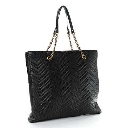 Gucci Azalea Calfskin Matelasse Large GG Marmont Slim Tote Black 3 of 10