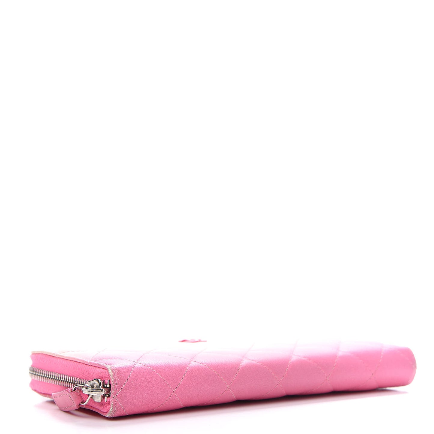 Ombre Patent Calfskin Quilted Large Gusset Zip Around Wallet Pink