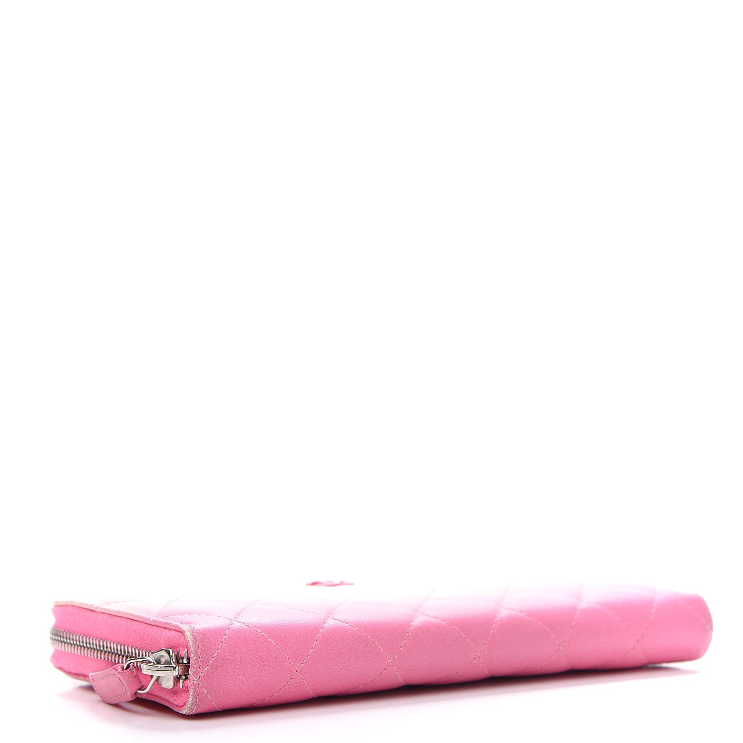 Chanel Ombre Patent Calfskin Quilted Large Gusset Zip Around Wallet Pink 4 of 14