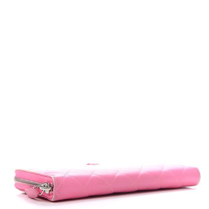 Chanel Ombre Patent Calfskin Quilted Large Gusset Zip Around Wallet Pink 4 of 14