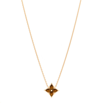 Louis Vuitton 18K Yellow Gold Tiger's Eye Blossom Pendant Necklace 1 of 4