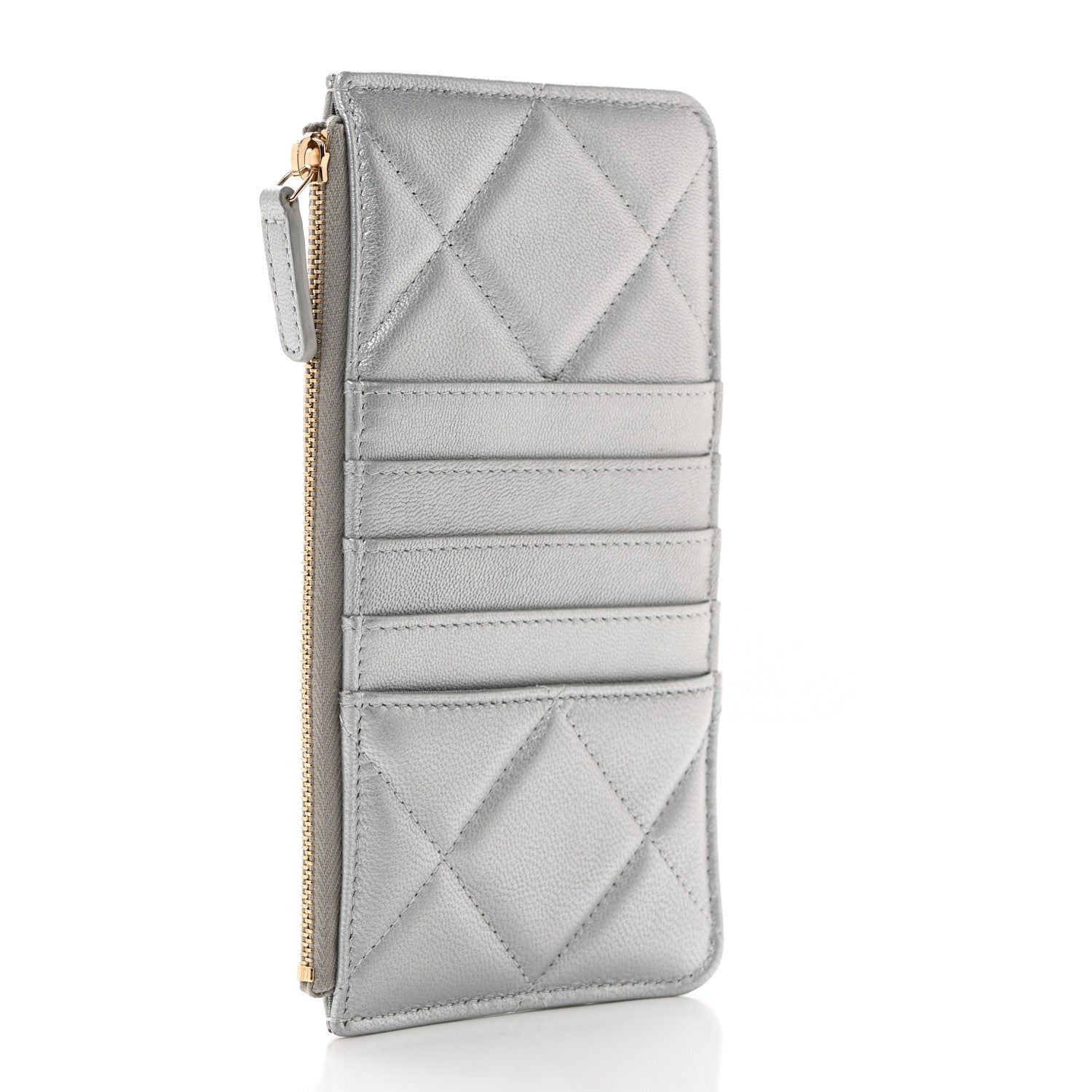 Chanel Lambskin Quilted Chanel 19 Phone and Card Holder Silver 3 of 8