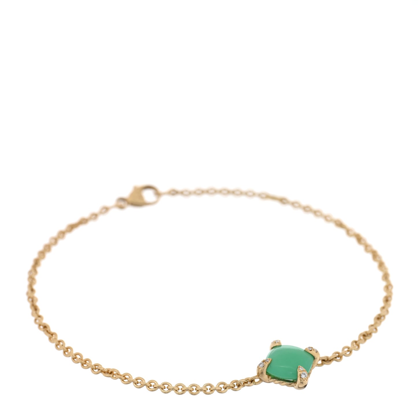 18K Yellow Gold Diamond Chrysoprase 8mm Chatelaine Bracelet