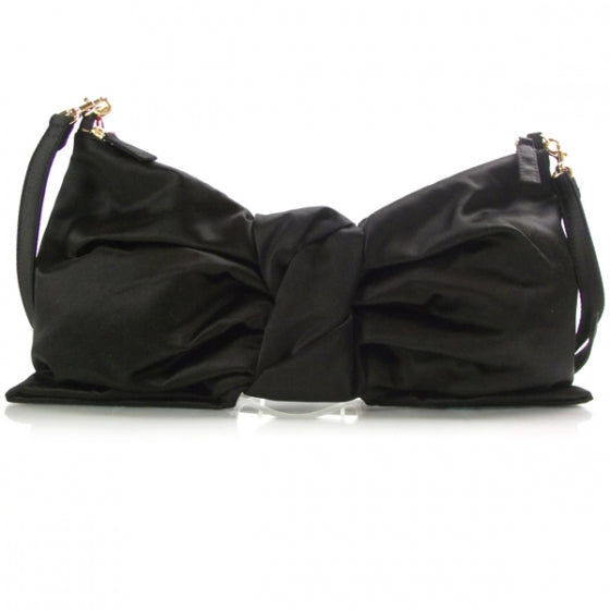 Satin Noeud d'Amour Bow Clutch Black