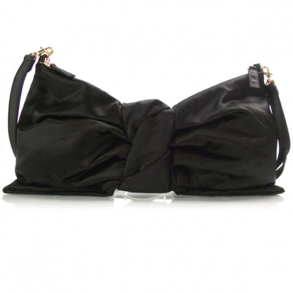 Valentino Garavani Satin Noeud d'Amour Bow Clutch Black 1 of 8