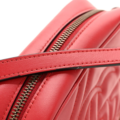 Gucci Calfskin Matelasse Mini GG Marmont Chain Shoulder Bag Hibiscus Red 13 of 14