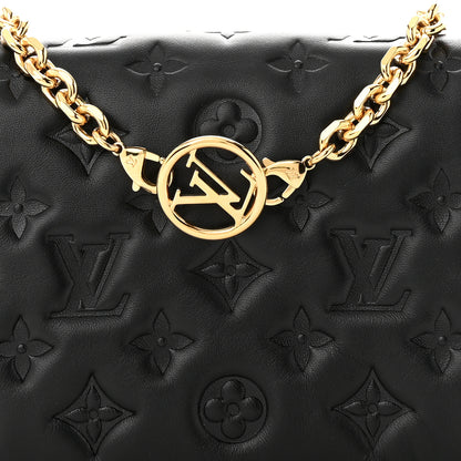 Louis Vuitton Lambskin Embossed Monogram Pochette Coussin Black 7 of 9