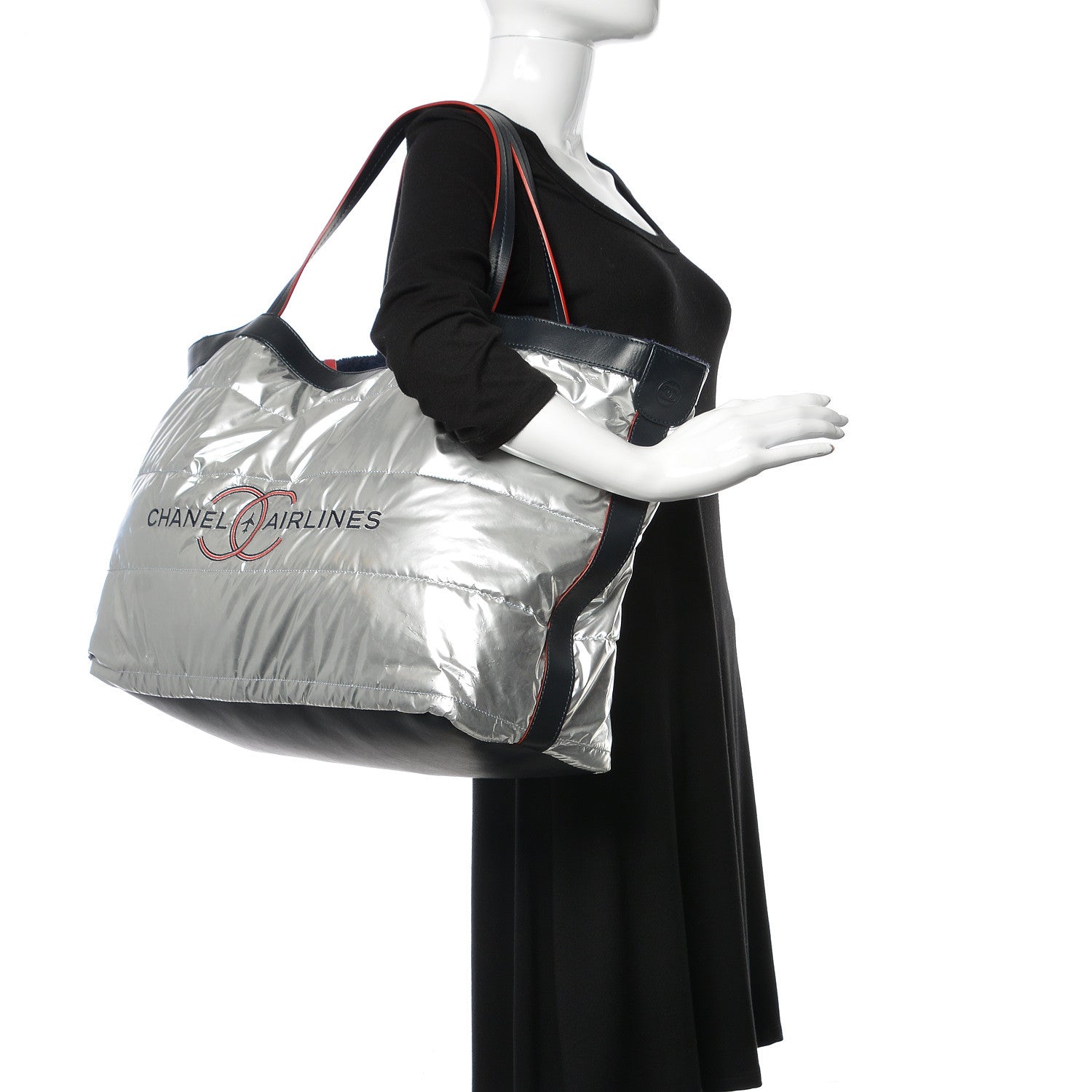 Chanel Reversible Airlines Tote Silver Navy 2 of 18