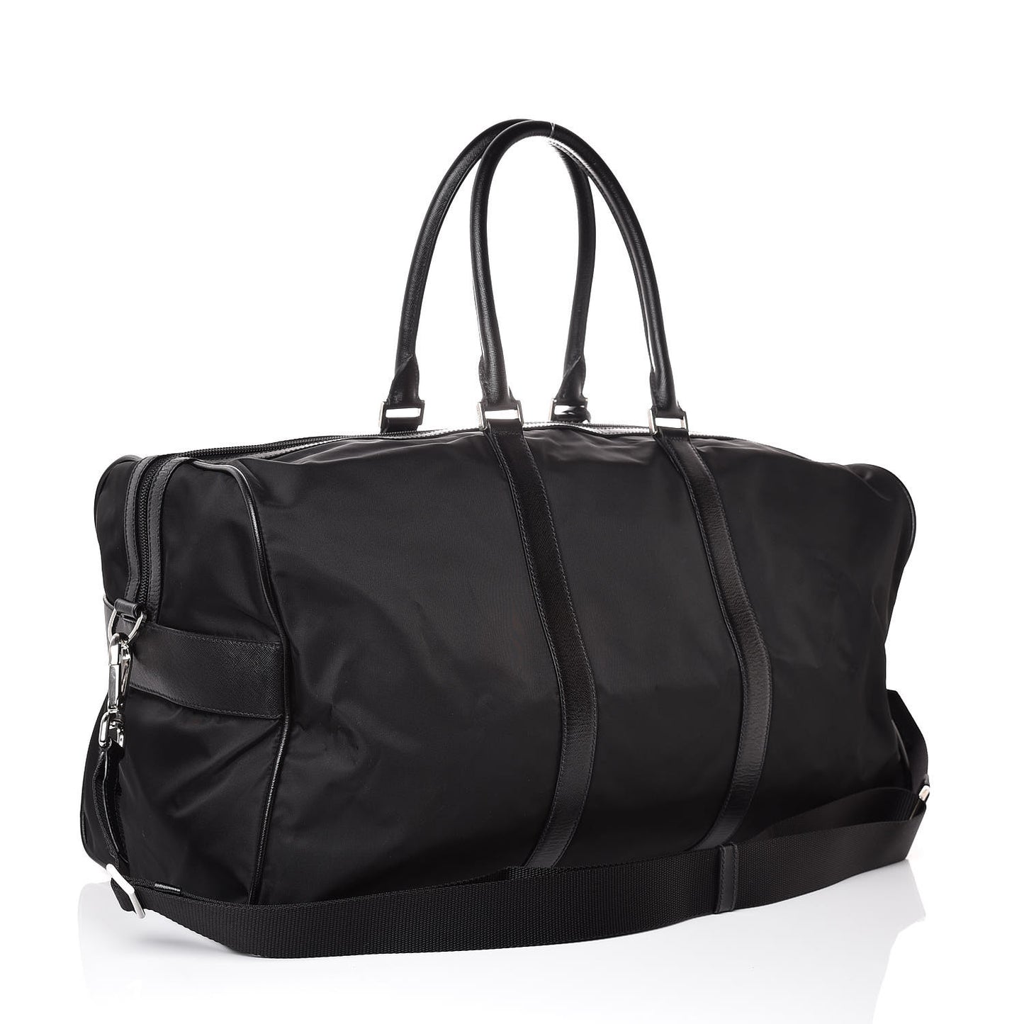 Tessuto Nylon Saffiano Viaggio Duffle Black