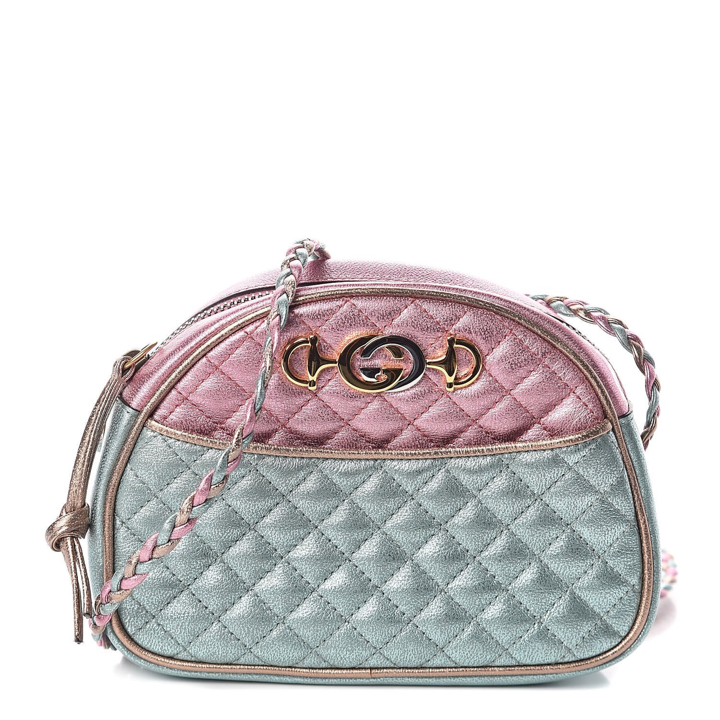 Laminated Nappa Trapuntata Mini Zumi Dome Shoulder Bag Rosa Lago Rame