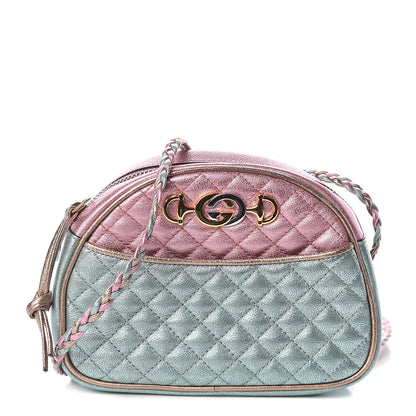 Gucci Laminated Nappa Trapuntata Mini Zumi Dome Shoulder Bag Rosa Lago Rame 1 of 10