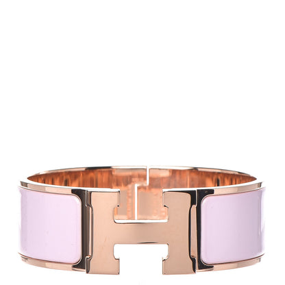 Hermes Enamel Wide Clic Clac H Bracelet PM Rose Dragee 1 of 5