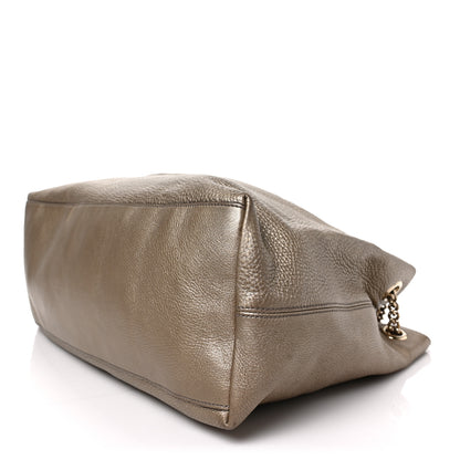 Gucci Metallic Pebbled Calfskin Large Soho Chain Shoulder Bag Golden Beige 9 of 10