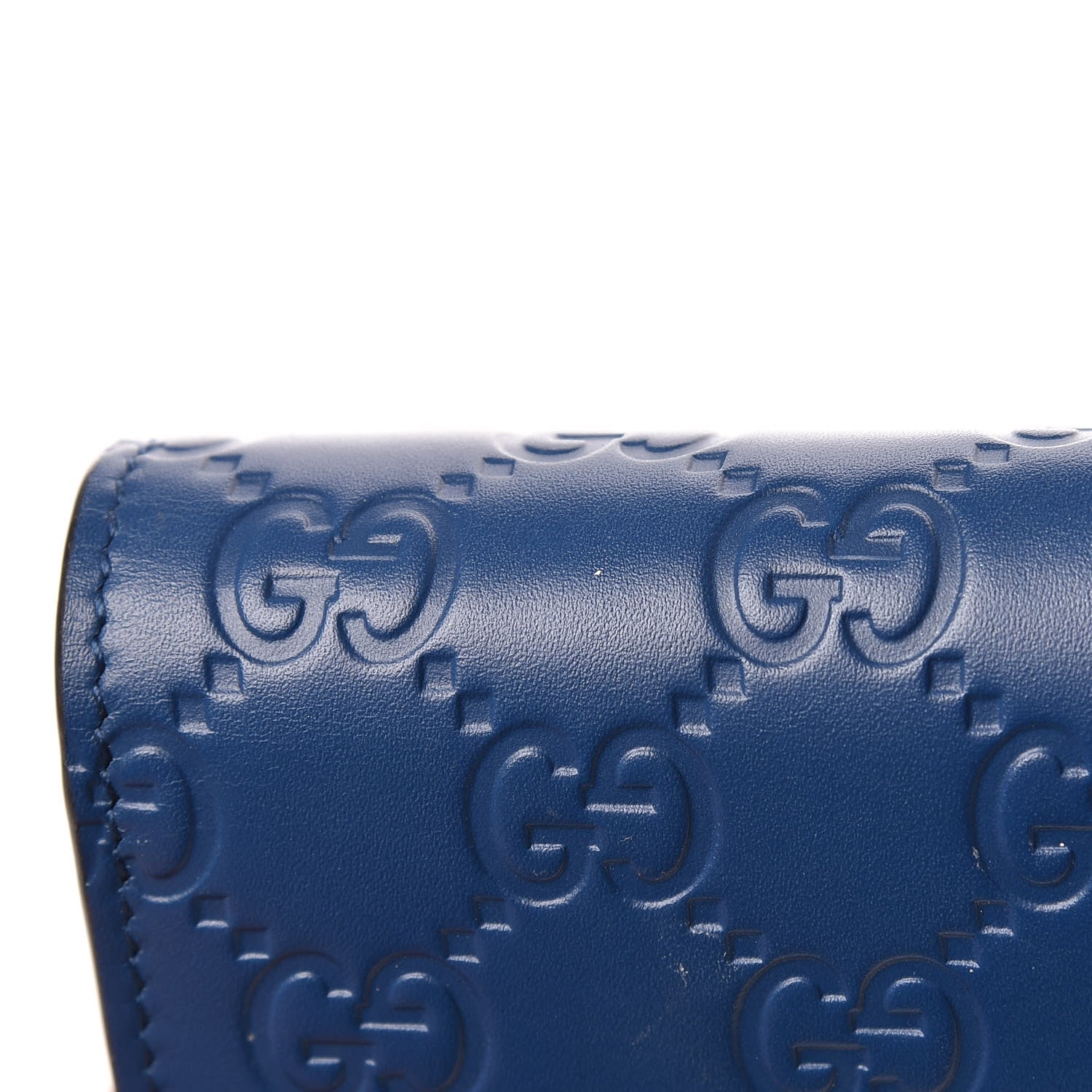 Gucci Guccissima Signature Bi-Color Bowy Chain Wallet Blue Dark Cipria 15 of 16