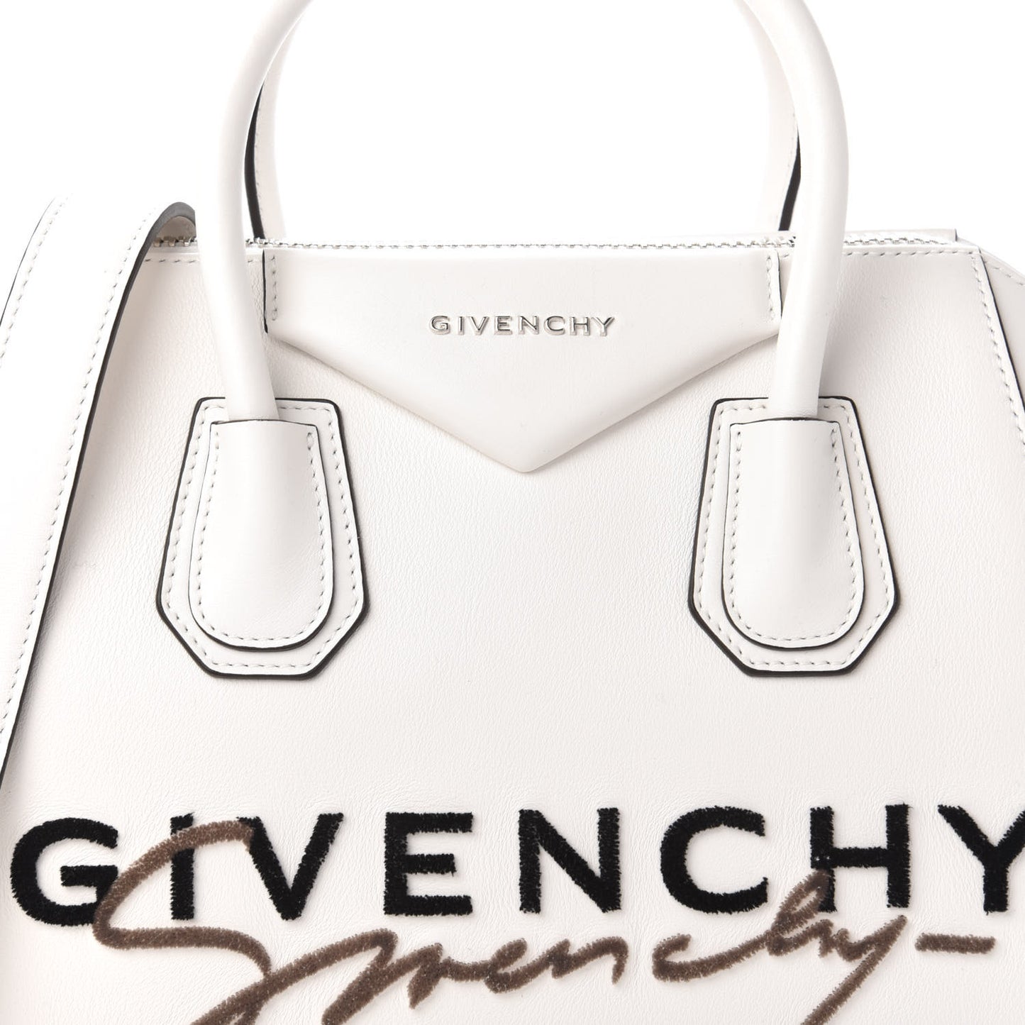 Calfskin Signature Logo Small Antigona White
