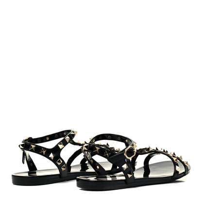 Valentino Garavani PVC Jelly Rockstud Caged Sandals 38 Black 4 of 7