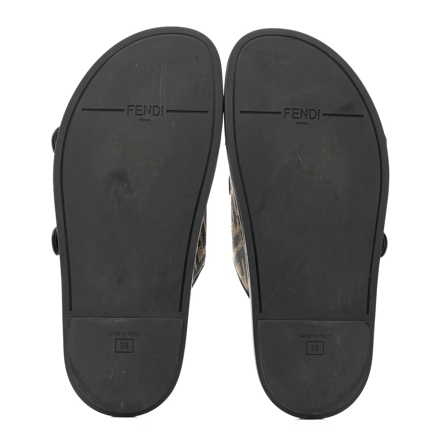 Fendi Fabric Jacquard Crystal FF Womens Fendi Feel Buckled Slide Sandals 38 Tobacco Black 5 of 9