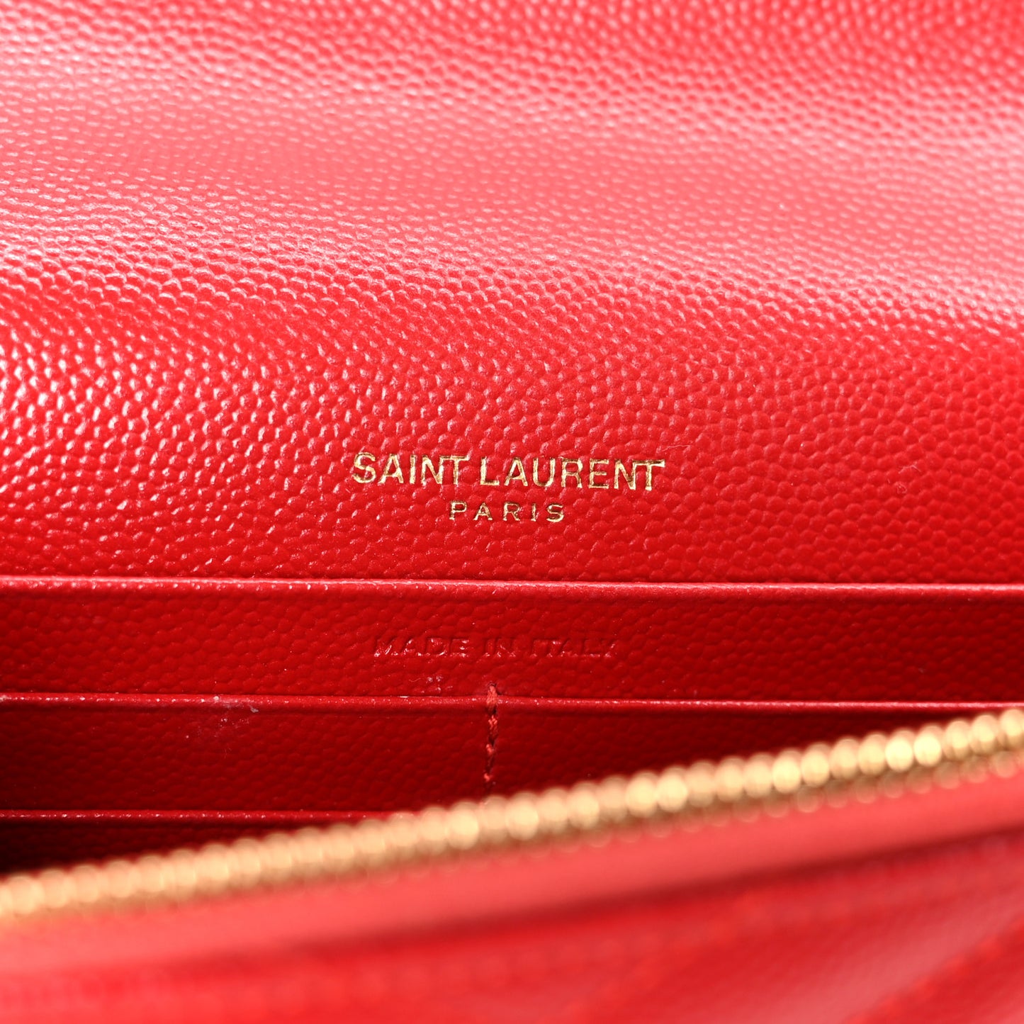 Grain De Poudre Matelasse Chevron Monogram Envelope Chain Wallet  New Red
