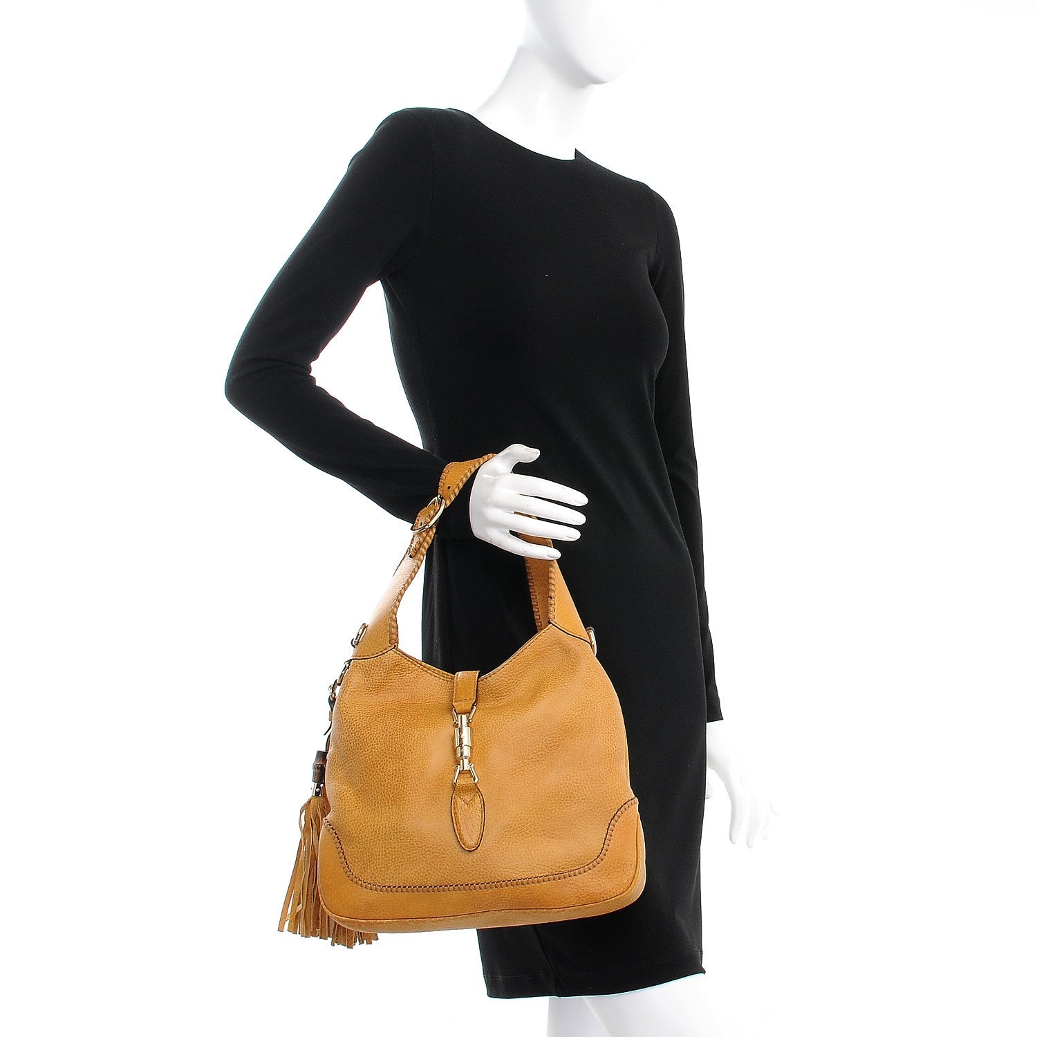 Gucci Pebbled Calfskin New Jackie Shoulder Bag Yellow 3 of 10
