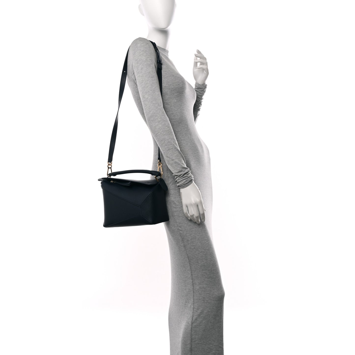 Soft Grained Calfskin Small Puzzle Edge Bag Navy