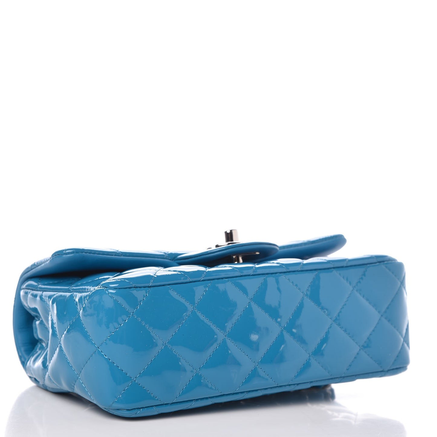 Patent Quilted Mini Rectangular Flap Turquoise