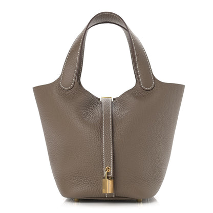 Hermes Taurillon Clemence Picotin Lock 18 PM Etoupe 1 of 9