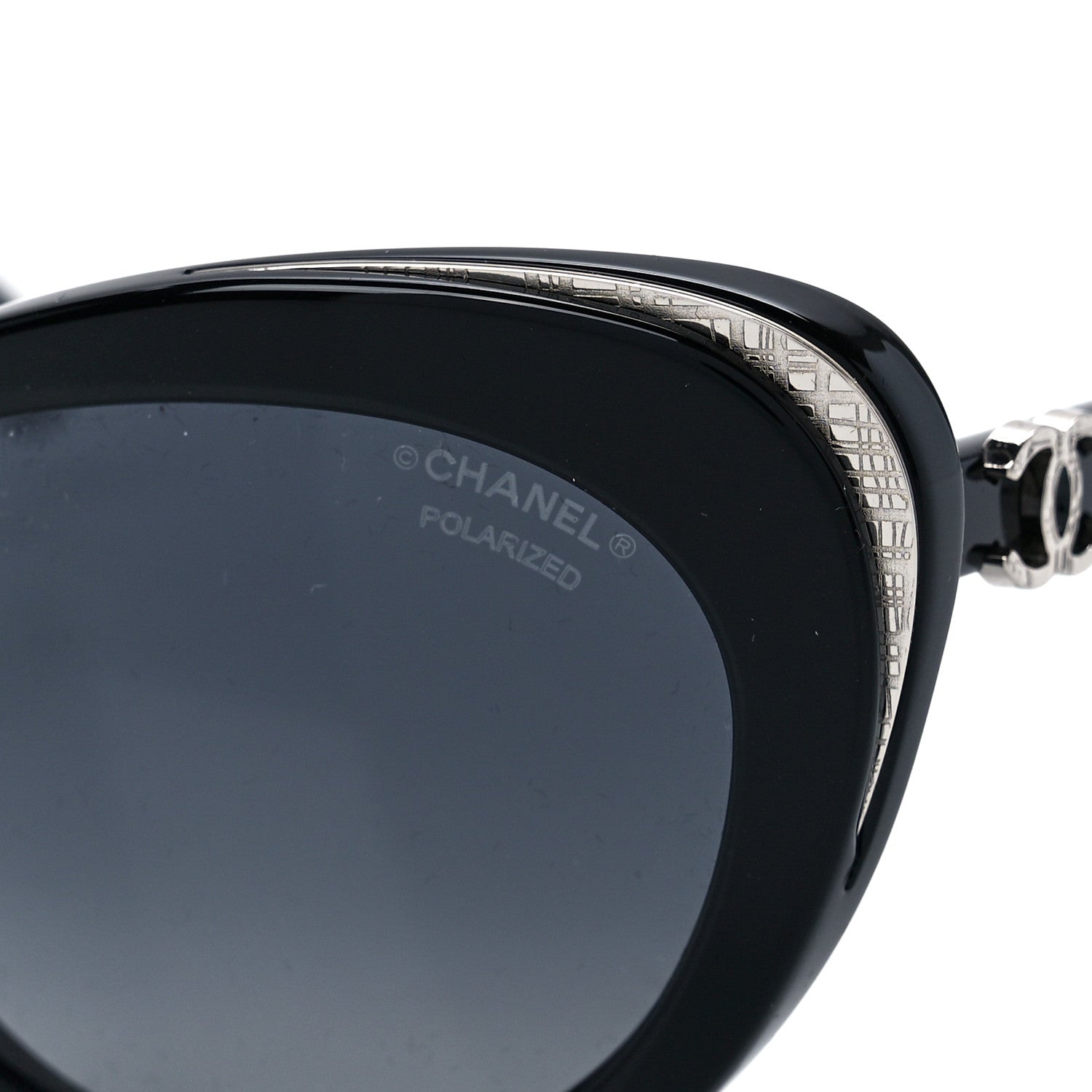 Chanel Acetate Polarized Cat Eye CC Sunglasses 5432 Black 7 of 8