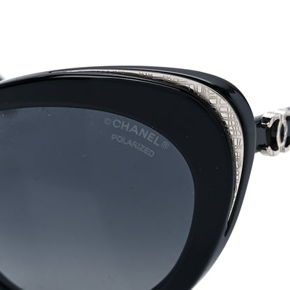 Chanel Acetate Polarized Cat Eye CC Sunglasses 5432 Black 7 of 8