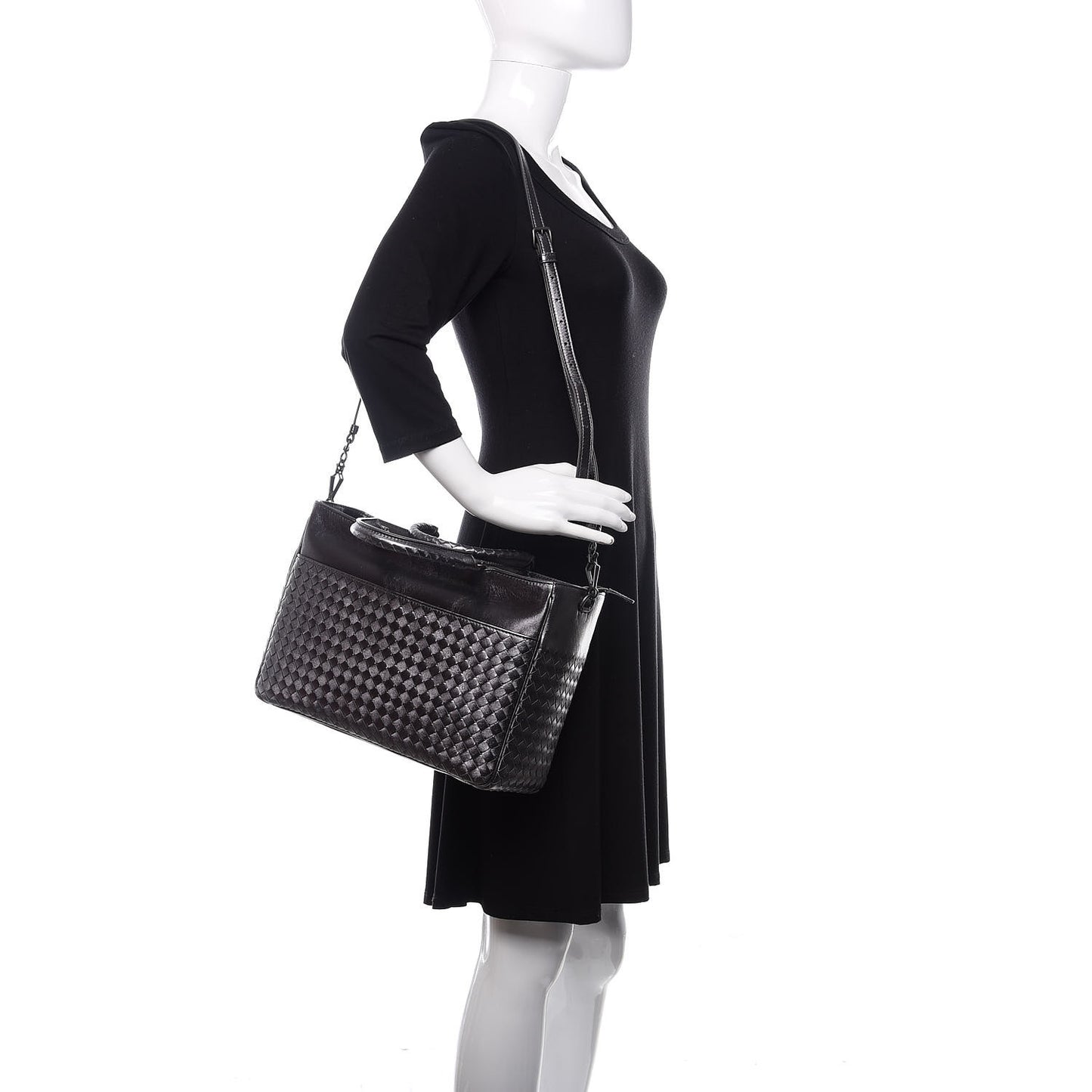 Metallic Grosgrain Intrecciato Tote Argento Ossidato